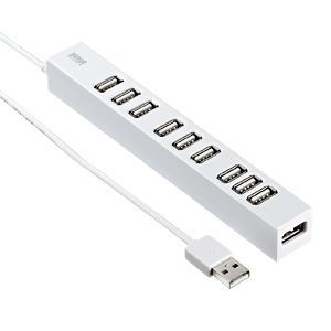 サンワサプライ 磁石付き10ポートUSB2.0ハブ(ホワイト) USB-HUB256W