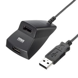 サンワサプライ 手元延長用2ポートUSB2.0ハブ(ブラック) USB-HEX206BK