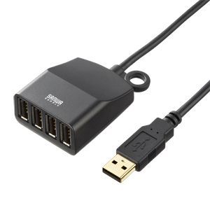 サンワサプライ 延長用4ポートUSB2.0ハブ(ブラック) USB-HEX406BK