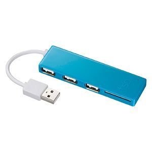 サンワサプライ SDカードリーダー付きUSB2.0ハブ(ブルー) USB-HCS307BL