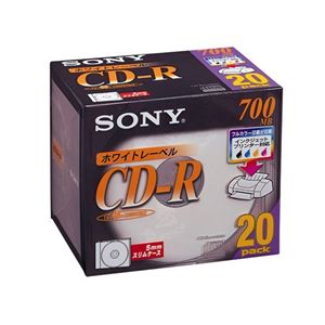 ソニー データ用追記型 CD-R 700MB(48倍速対応/ホワイトプリンタブル)20枚パック 20CDQ80DPW