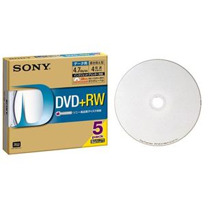 ソニー データ用書換型 DVD+RW 4.7GB(4倍速対応/ホワイトプリンタブル)5枚パック 5DPW47HPS