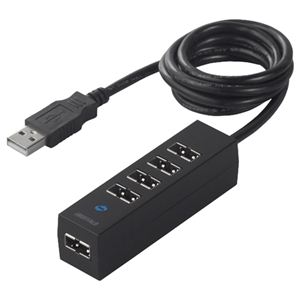 BUFFALO どっちもUSBハブ どっちもUSBポート採用 USB2.0対応 USBハブ 5ポート 1.0m ブラック BSH5AD0310BK