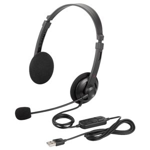 BUFFALO 両耳ヘッドバンド式ヘッドセット USB接続 ブラック BSHSUH12BK