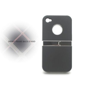 iPhone4S/4★フロントフレームバックスタンド付ケース　ブラック