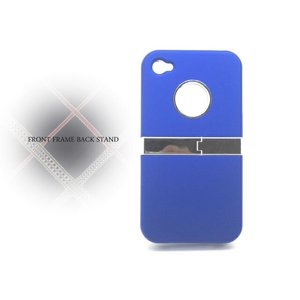iPhone4S/4★フロントフレームバックスタンド付ケース ブルー