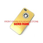 iPhone4S/4★ラインストーンHOLEシルバーフレームケース★