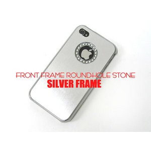 iPhone4S/4★ラインストーンHOLEシルバーフレームケース★
