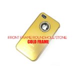 iPhone4S/4★ラインストーンHOLEゴールドフレームケース★