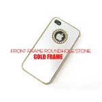 iPhone4S/4★ラインストーンHOLEゴールドフレームケース★