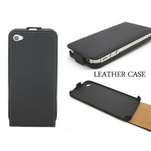 iPhone4S/4★Stylish Black LEATHER CASE★