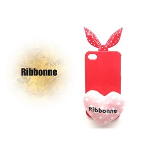 iPhone4S/4★超キュートRibbonneドットスタイルケースカバー★