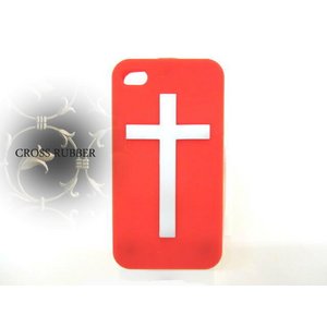 iPhone4S/4★CROSS★クロスデザインラバーケース★