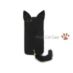 iPhone5★Mink Cat Case★猫ちゃんみたいにフワフワでかわいい尻尾のついたミンクキャットケース♪全4色