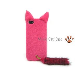 iPhone5★Mink Cat Case★猫ちゃんみたいにフワフワでかわいい尻尾のついたミンクキャットケース♪全3色