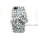 iPhone4S/4★Mink Ribbon Leopard★ふわふわでゴージャスでカワイイ!!　ヒョウ柄のリボンのiPhone4S/4 対応のケース♪全3色 ホワイト