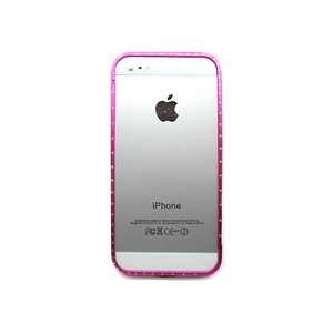 iPhone5★CROSS-LINE CASE★ラインストーンを前後にあしらった、ゴージャスで高級なバンパーケース!!【全4色】 ピンク