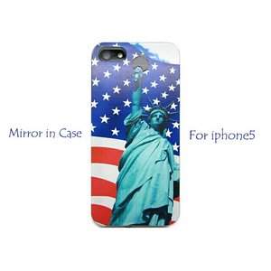 iPhone5★Mirror In Case★ケースをスライドさせれば、ミラーが出てくるケース!!【全6デザイン】  自由の女神
