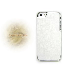 iPhone5★シンプルレザースタイル【I】★レザー調でかっこいい大人のケース!!【全4色】 ホワイト