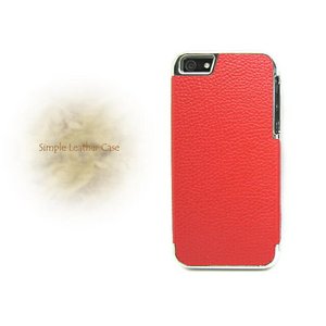 iPhone5★シンプルレザースタイル【I】★レザー調でかっこいい大人のケース!!【全4色】 レッド