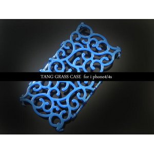 iPhone4S/4★METALLIC TANG GRASS★メタリックのタンググラスケース!! 3Dの立体的なデザインがカッコイイ!!【全7色】 ブルー