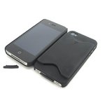 iPhone4S/4★カードポケット付シンプルスマートケース【全2色】 ブラック
