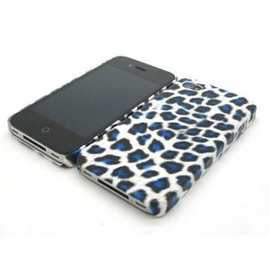 iPhone4★レオパードデザインケース★ヒョウ柄のデザインがおしゃれでカワイイ!!【全4色】 ブルー