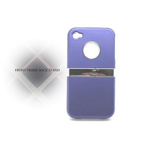 iPhone4S/4★フロントフレームバックスタンド付ケース♪【全6色】 パープル