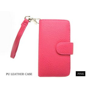 iPhone4S/4★フルカバータイプのPUレザーケース!! 高級感抜群でソフトな手触りです♪ビジネスシーンにも!!【全3色】 ピンク