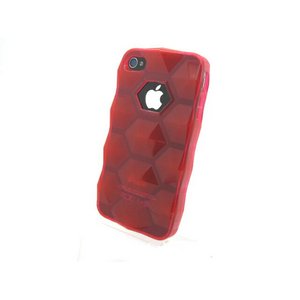 iPhone4S/4★ロックストーン★ゴツゴツしたデザインがカッコイイ!! 滑りにくくてタフなケースです♪【全9色】 レッド