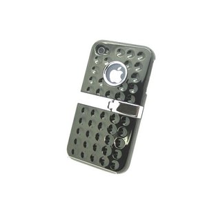 iPhone4S/4★バックスタンド式フルカバーケース【全6色】 グリーンブラック
