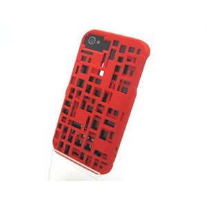 iPhone4S/4★FRESH FIBER カードケース付3Dデザインケース【全6色】 レッド