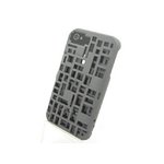 iPhone4S/4★FRESH FIBER カードケース付3Dデザインケース【全6色】 グレー