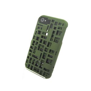 iPhone4S/4★FRESH FIBER カードケース付3Dデザインケース【全6色】 カーキ