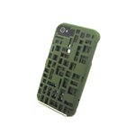 iPhone4S/4★FRESH FIBER カードケース付3Dデザインケース【全6色】 カーキ