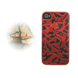 iPhone4S/4★LIFE STYLE NEWYORK CASE★メタリックの文字列がカッコイイケースです♪【全5色】 レッド