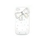 iPhone4★ラインストーンとリボンでキラキラのデコケース♪【全4色】 ホワイト(ホワイト)