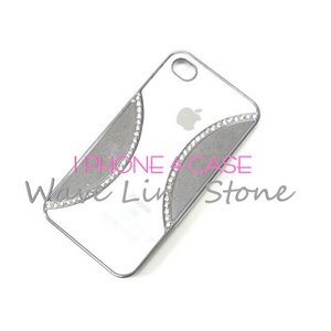 iPhone4S/4★ウェーブに豪華なラインストーンをプラスでエレガントなケース!!【全3色】 ホワイト