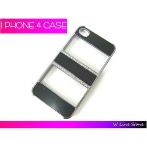 iPhone4/4S★ラインストーン　ラダータイプケース!!【全3色】 ブラック