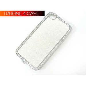 iPhone4S/4★豪華なラインストーンとラメでデコられたゴージャスケース♪【全7デザイン】 シルバー/ホワイトラメ