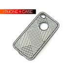iPhone4S/4★豪華なラインストーンとラメでデコられたゴージャスケース♪【全7デザイン】 ブラック/千鳥柄