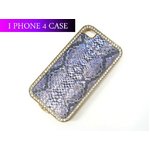 iPhone4S/4★豪華なラインストーンをあしらったパイソン柄のシェルケースカバー!!この模様がカッコイイ♪【全4色】 パープル
