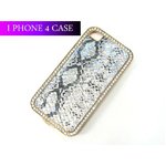 iPhone4S/4★豪華なラインストーンをあしらったパイソン柄のシェルケースカバー!!この模様がカッコイイ♪【全4色】 シルバー