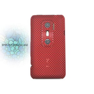 HTC EVO 3D ISW12HT★パンチングメッシュのタフでイカしたケース!!【全4色】 レッド