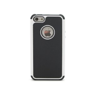 iPhone5★内側にTPU素材、外側にPC素材のＷハイブリッドケース!! アップルマークは隠さずにオシャレに♪【全5色】 ホワイト