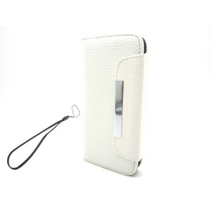 iPhone5★ビジネスシーンにもピッタリ!! PUレザーのシンプルで機能的なケース♪【全2色】 ホワイト