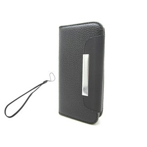 iPhone5★ビジネスシーンにもピッタリ!! PUレザーのシンプルで機能的なケース♪【全2色】 ブラック