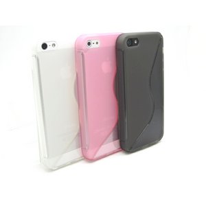 iPhone5★人気のウェーブデザインのTPUケース!! 今ならお得な液晶保護フィルムが付きます♪【全3色】 ホワイト