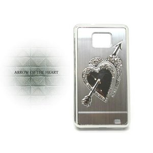 ドコモ★GALAXY S2 SC02C★豪華ラインストーン Arrow of the Heart STYLE ケース 【全4色】 シルバー