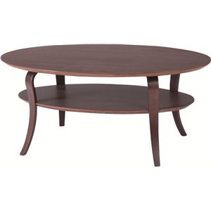 ローテーブル オーバル型 木製 棚収納付き NET-406BR ブラウン 商品画像